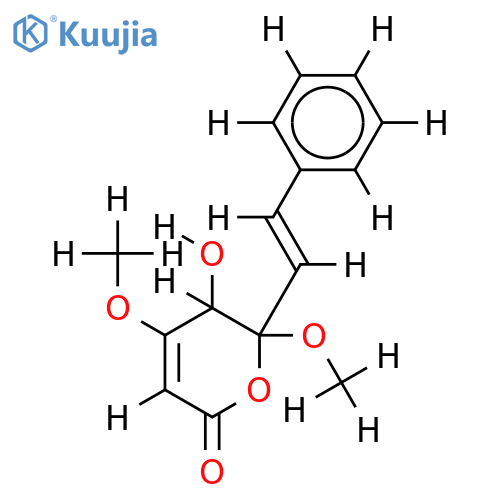 (5S,6S)-(+)-5-hydroxy-4,6-dimethoxy-6-trans-styryl-5,6-dihydro-2H-pyran-2-on structure