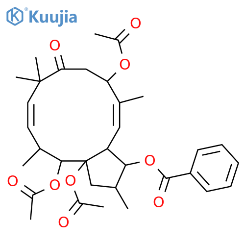 (2R,3S,3aS,4E,6R,10E,12R,13R,13aR)-6,13,13a-Tris(acetyloxy)-3-(benzoyloxy)-1,2,3,3a,6,7,9,12,13,13a-decahydro-2,5,9,9,12-pentamethyl-8H-cyclopentacyclododecen-8-one structure