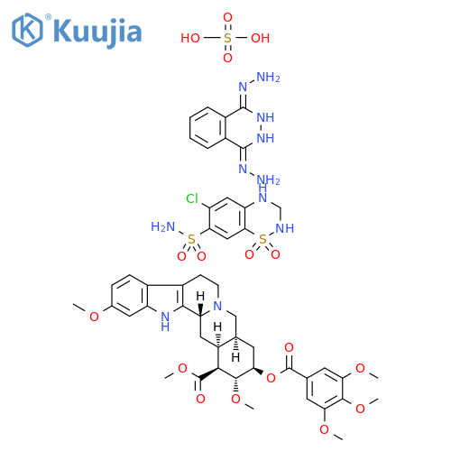 Yohimban-16-carboxylic acid, 11,17-dimethoxy-18-[(3,4,5-trimethoxybenzoyl)oxy]-, methyl ester, (3β,16β,17α,18β,20α)-, mixt. with 6-chloro-3,4-dihydro-2H-1,2,4-benzothiadiazine-7-sulfonamide 1,1-dioxide and 2,3-dihydro-1,4-phthalazinedione dihydrazone sulfate (1:1) (9CI) structure