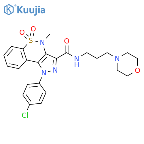 1-(4-chlorophenyl)-4-methyl-N-(3-morpholin-4-ylpropyl)-1,4-dihydropyrazolo[4,3-c][1,2]benzothiazine-3-carboxamide 5,5-dioxide structure