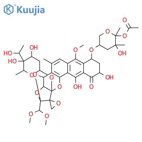 Spiro[2,13-methano-10H-anthra[1,2-b]-1,3-dioxolo[4,5-d]pyran-14,2'-oxiran]-10-one,7-[(4-O-acetyl-2,6-dideoxy-3-C-methyl-a-L-xylo-hexopyranosyl)oxy]-13-[[2,6-dideoxy-4-C-(1-hydroxyethyl)-a-L-xylo-hexopyranosyl]oxy]-2-(dimethoxymethyl)-3a,7,8,9,13,13a-hexahydro-9,11-dihydroxy-6-methoxy-4-methyl-,(2R,2'S,3aS,7S,9S,13S,13aS)- (9CI) structure