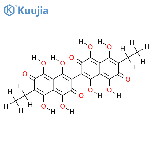 6,6'-Diethyl-1,1',4,4',5,5',8,8'-octahydroyx-[2,2'-binaphthalene]-3,3',7,7'-tetrone,9CI structure