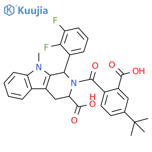 1H-Pyrido[3,4-b]indole-3-carboxylic acid,2-[2-carboxy-4-(1,1-dimethylethyl)benzoyl]-1-(2,3-difluorophenyl)-2,3,4,9-tetrahydro-9-methyl- structure