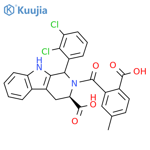 1H-Pyrido[3,4-b]indole-3-carboxylic acid, 2-(2-carboxy-5-methylbenzoyl)-1-(2,3-dichlorophenyl)-2,3,4,9-tetrahydro-, (3R)- structure