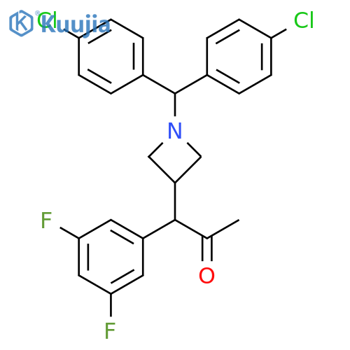 2-Propanone, 1-[1-[bis(4-chlorophenyl)methyl]-3-azetidinyl]-1-(3,5-difluorophenyl)- structure