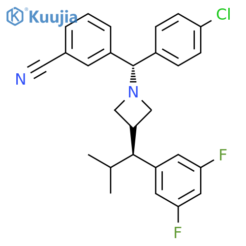 Benzonitrile,3-[(S)-(4-chlorophenyl)[3-[(1S)-1-(3,5-difluorophenyl)-2-methylpropyl]-1-azetidinyl]methyl]- structure
