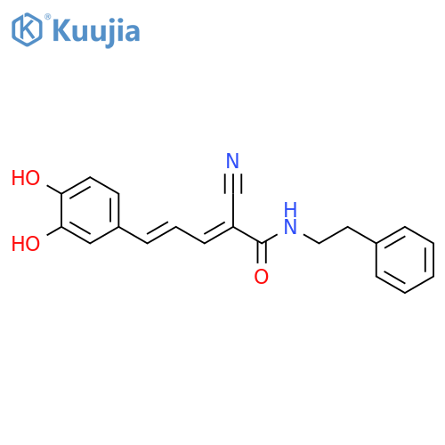 2,4-Pentadienamide, 2-cyano-5-(3,4-dihydroxyphenyl)-N-(2-phenylethyl)-, (2E,4E)- structure