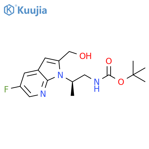Carbamic acid, [(2R)-2-[5-fluoro-2-(hydroxymethyl)-1H-pyrrolo[2,3-b]pyridin-1-yl]propyl]-, 1,1-dimethylethyl ester (9CI) structure