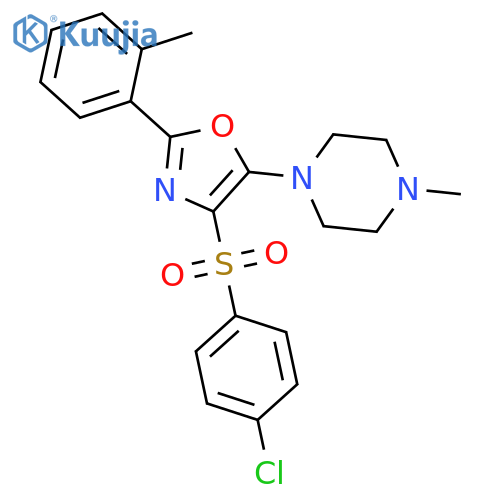 1-4-(4-chlorobenzenesulfonyl)-2-(2-methylphenyl)-1,3-oxazol-5-yl-4-methylpiperazine structure