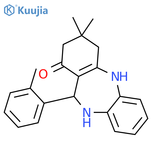 <br>3,3-dimethyl-11-(2-methylphenyl)-2,3,4,5,10,11-hexahydro-1H-dibenzo[b,e][1, 4]diazepin-1-one structure