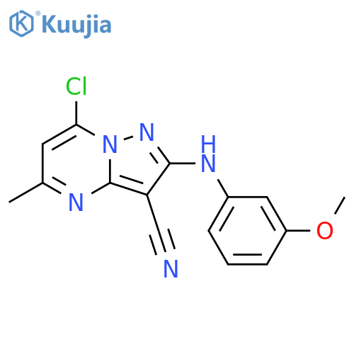Pyrazolo[1,5-a]pyrimidine-3-carbonitrile,7-chloro-2-[(3-methoxyphenyl)amino]-5-methyl- structure