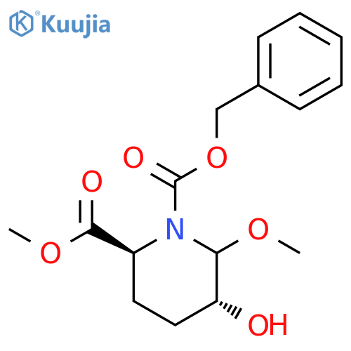 1,2-Piperidinedicarboxylicacid, 5-hydroxy-6-methoxy-, 2-methyl 1-(phenylmethyl) ester, (2S,5R)- structure