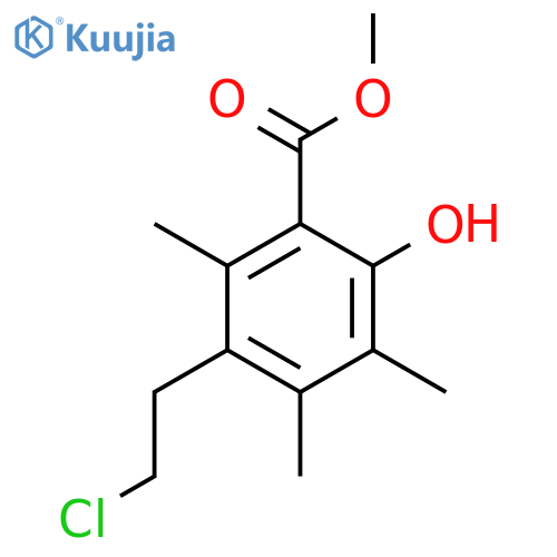 Benzoic acid, 3-(2-chloroethyl)-6-hydroxy-2,4,5-trimethyl-, methyl ester structure