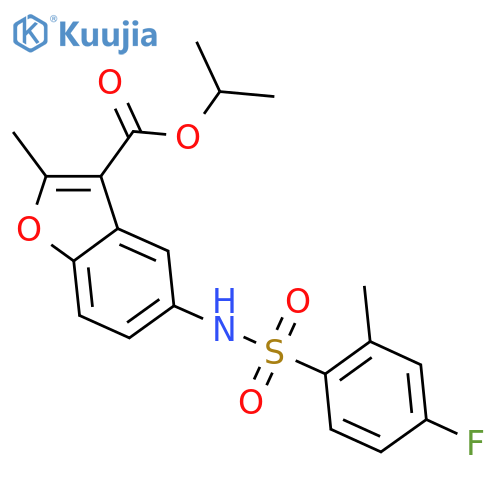 propan-2-yl 5-(4-fluoro-2-methylbenzenesulfonamido)-2-methyl-1-benzofuran-3-carboxylate structure