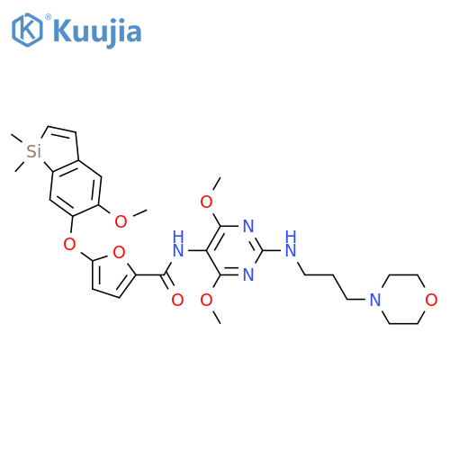2-Furancarboxamide,  N-[4,6-dimethoxy-2-[[3-(4-morpholinyl)propyl]amino]-5-pyrimidinyl]-5-[(5  -methoxy-1,1-dimethyl-1H-1-silainden-6-yl)oxy]- structure