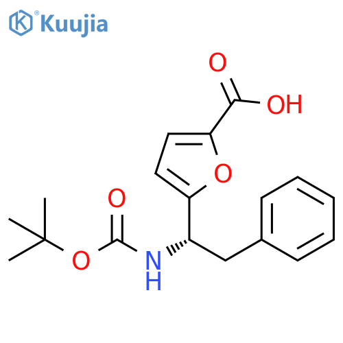 2-Furancarboxylic acid, 5-[(1S)-1-[[(1,1-dimethylethoxy)carbonyl]amino]-2-phenylethyl]- structure