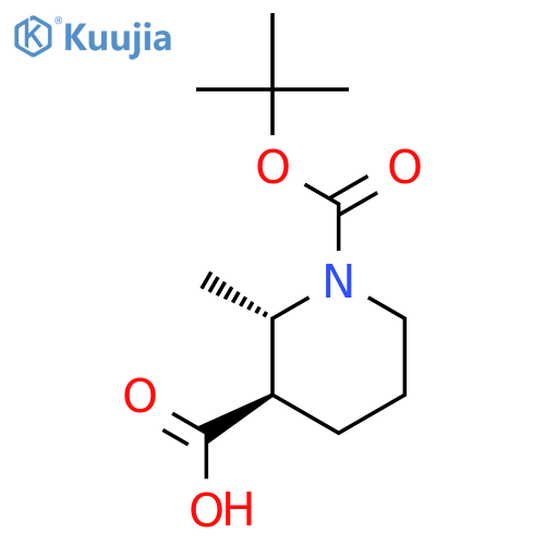 trans-1-[(tert-butoxy)carbonyl]-2-methylpiperidine-3-carboxylic acid structure
