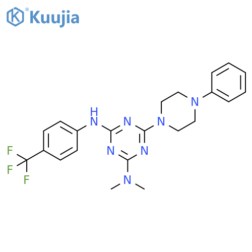 1,3,5-Triazine-2,4-diamine,N,N-dimethyl-6-(4-phenyl-1-piperazinyl)-N'-[4-(trifluoromethyl)phenyl]- structure