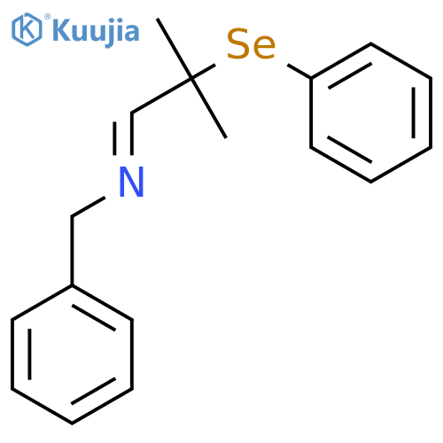 Benzenemethanamine, N-[2-methyl-2-(phenylseleno)propylidene]- structure