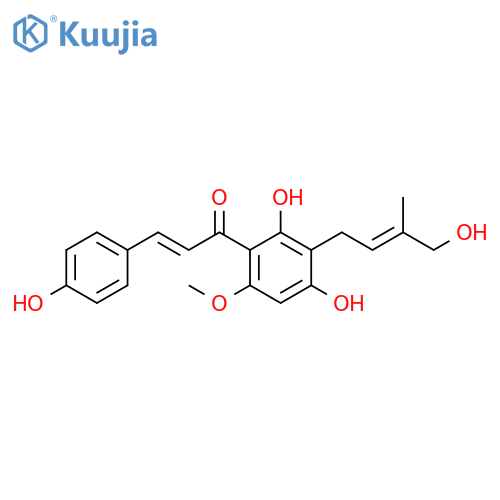 2-Propen-1-one,1-[2,4-dihydroxy-3-[(2E)-4-hydroxy-3-methyl-2-butenyl]-6-methoxyphenyl]-3-(4-hydroxyphenyl)-, (2E)- structure