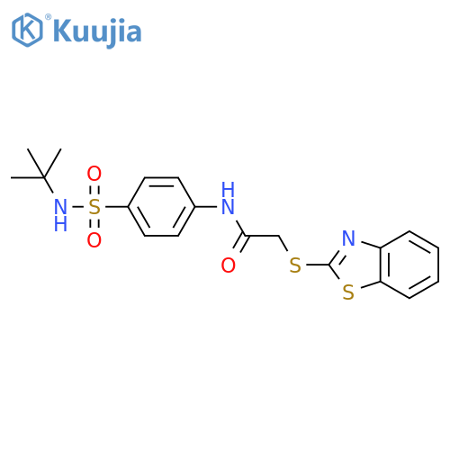 2-(1,3-benzothiazol-2-ylsulfanyl)-N-4-(tert-butylsulfamoyl)phenylacetamide structure