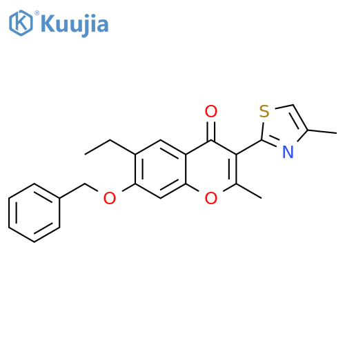 7-(benzyloxy)-6-ethyl-2-methyl-3-(4-methyl-1,3-thiazol-2-yl)-4H-chromen-4-one structure
