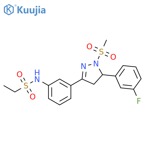N-{3-5-(3-fluorophenyl)-1-methanesulfonyl-4,5-dihydro-1H-pyrazol-3-ylphenyl}ethane-1-sulfonamide structure