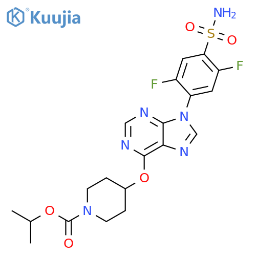 1-Piperidinecarboxylic acid, 4-[[9-[4-(aminosulfonyl)-2,5-difluorophenyl]-9H-purin-6-yl]oxy]-, 1-methylethyl ester structure