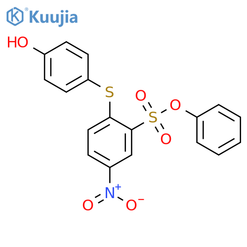 Benzenesulfonic acid, 2-[(4-hydroxyphenyl)thio]-5-nitro-, phenyl ester structure