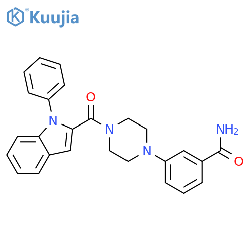 Benzamide, 3-[4-[(1-phenyl-1H-indol-2-yl)carbonyl]-1-piperazinyl]- structure