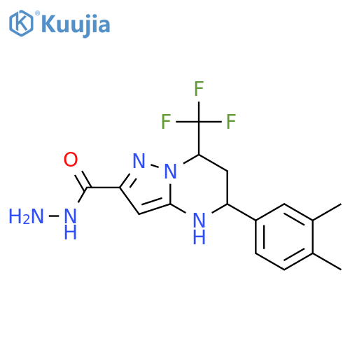 5-(3,4-dimethylphenyl)-7-(trifluoromethyl)-4H,5H,6H,7H-pyrazolo1,5-apyrimidine-2-carbohydrazide structure