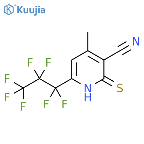 6-(heptafluoropropyl)-4-methyl-2-thioxo-1,2-dihydropyridine-3-carbonitrile structure