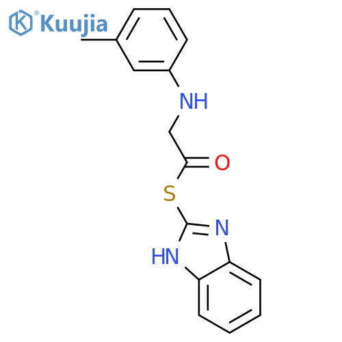 ((3-Methylphenyl)amino)ethanethioic acid S-1H-benzimidazol-2-yl ester structure