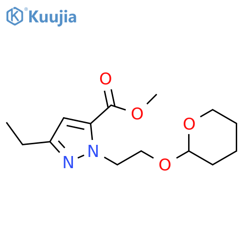 1H-Pyrazole-5-carboxylic acid, 3-ethyl-1-[2-[(tetrahydro-2H-pyran-2-yl)oxy]ethyl]-, methyl ester structure