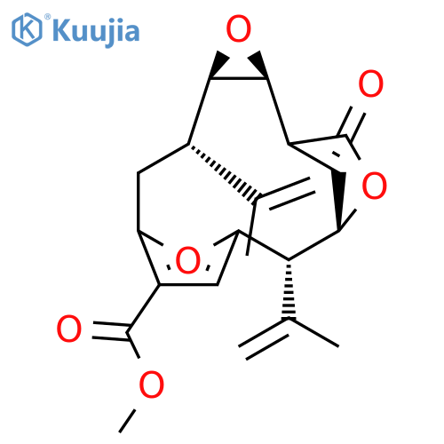 3,13,16-Trioxatetracyclo[10.2.1.17,10.02,4]hexadeca-1(15),7,9-triene-8-carboxylicacid, 5,11-bis(1-methylethenyl)-14-oxo-, methyl ester, (2S,4R,5R,11R,12R)- structure