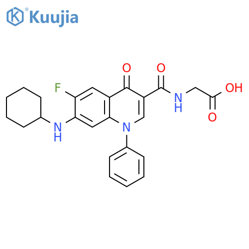 Glycine,N-[[7-(cyclohexylamino)-6-fluoro-1,4-dihydro-4-oxo-1-phenyl-3-quinolinyl]carbonyl]- structure