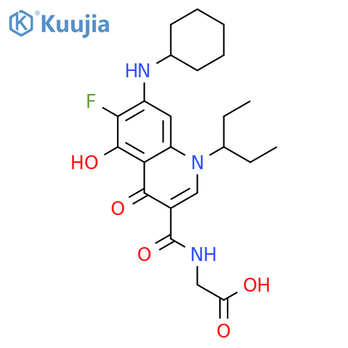 Glycine,N-[[7-(cyclohexylamino)-1-(1-ethylpropyl)-6-fluoro-1,4-dihydro-5-hydroxy-4-oxo-3-quinolinyl]carbonyl]- structure