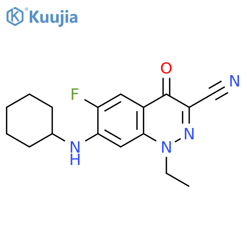 3-Cinnolinecarbonitrile,7-(cyclohexylamino)-1-ethyl-6-fluoro-1,4-dihydro-4-oxo- structure