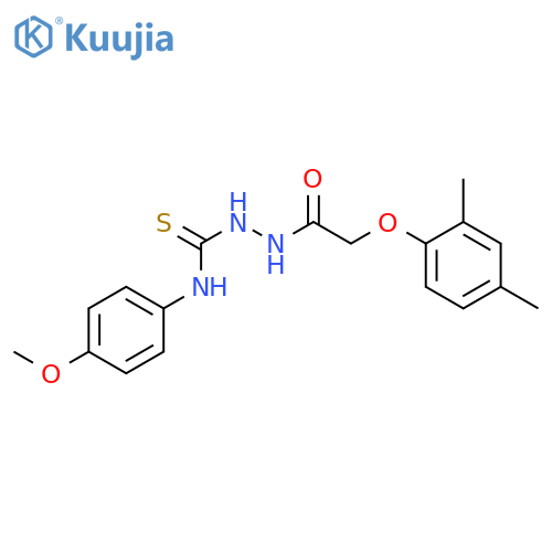 2-(2,4-dimethylphenoxy)-N-{[(4-methoxyphenyl)carbamothioyl]amino}acetamide structure