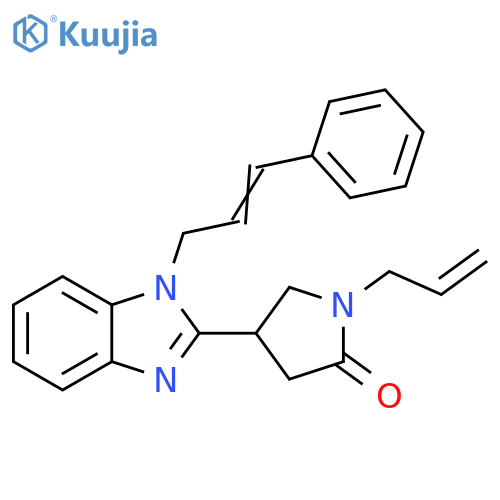 4-{1-(2E)-3-phenylprop-2-en-1-yl-1H-1,3-benzodiazol-2-yl}-1-(prop-2-en-1-yl)pyrrolidin-2-one structure