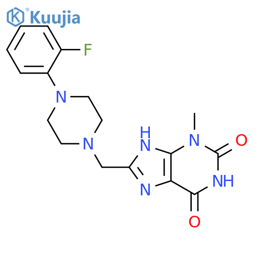 8-{4-(2-fluorophenyl)piperazin-1-ylmethyl}-3-methyl-2,3,6,7-tetrahydro-1H-purine-2,6-dione structure