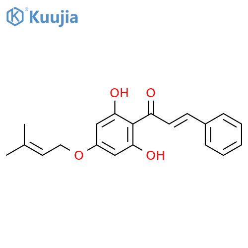 2-Propen-1-one,1-[2,6-dihydroxy-4-[(3-methyl-2-butenyl)oxy]phenyl]-3-phenyl-, (E)- structure