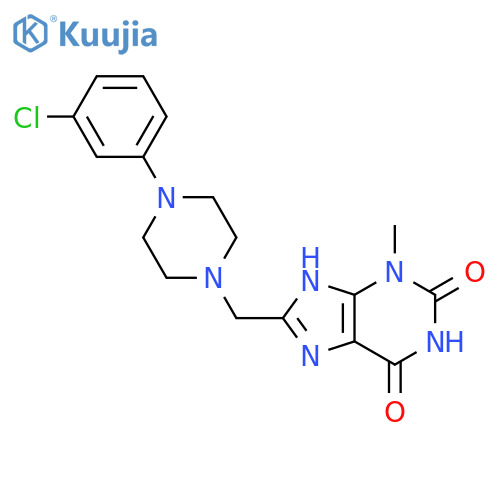 8-{4-(3-chlorophenyl)piperazin-1-ylmethyl}-3-methyl-2,3,6,7-tetrahydro-1H-purine-2,6-dione structure