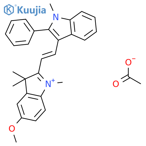5-methoxy-1,3,3-trimethyl-2-[2-(1-methyl-2-phenyl-1h-indol-3-yl)vinyl]-3h-indolium acetate structure