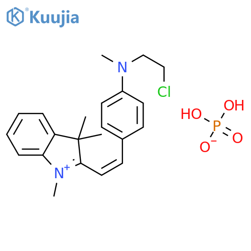2-[2-[4-[(2-chloroethyl)methylamino]phenyl]vinyl]-1,3,3-trimethyl-3h-indolium dihydrogen phosphate structure