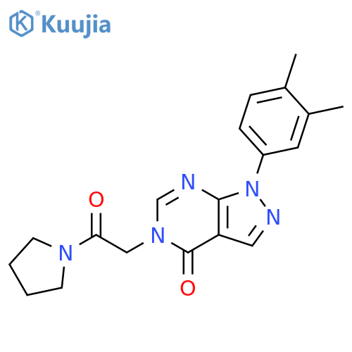 1-(3,4-dimethylphenyl)-5-[2-oxo-2-(pyrrolidin-1-yl)ethyl]-1H,4H,5H-pyrazolo[3,4-d]pyrimidin-4-one structure