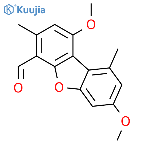 4-Dibenzofurancarboxaldehyde, 1,7-dimethoxy-3,9-dimethyl- structure