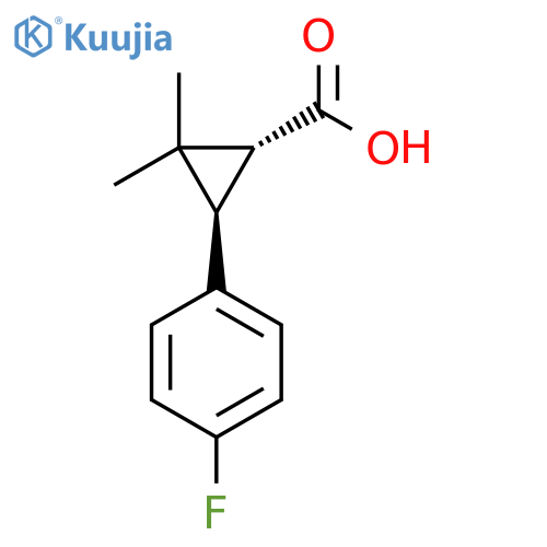 rac-(1R,3R)-3-(4-fluorophenyl)-2,2-dimethylcyclopropane-1-carboxylic acid structure