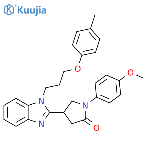 1-(4-methoxyphenyl)-4-{1-3-(4-methylphenoxy)propyl-1H-1,3-benzodiazol-2-yl}pyrrolidin-2-one structure