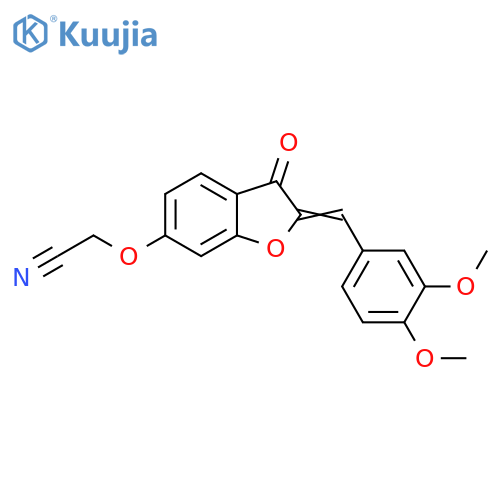 2-{(2Z)-2-(3,4-dimethoxyphenyl)methylidene-3-oxo-2,3-dihydro-1-benzofuran-6-yloxy}acetonitrile structure